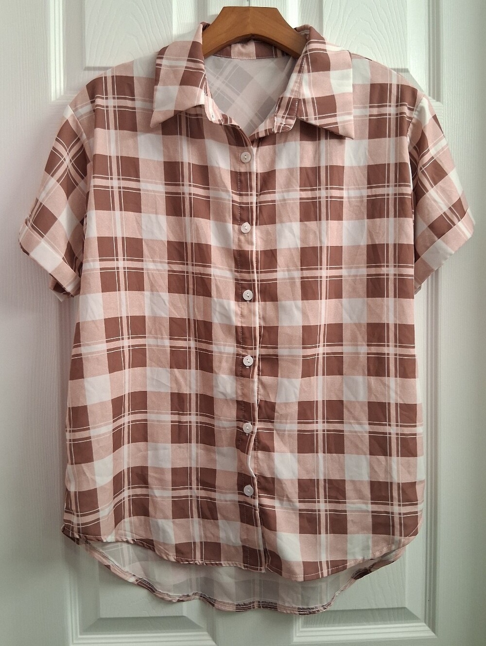 Brown Plaid Button Down Ladies Small